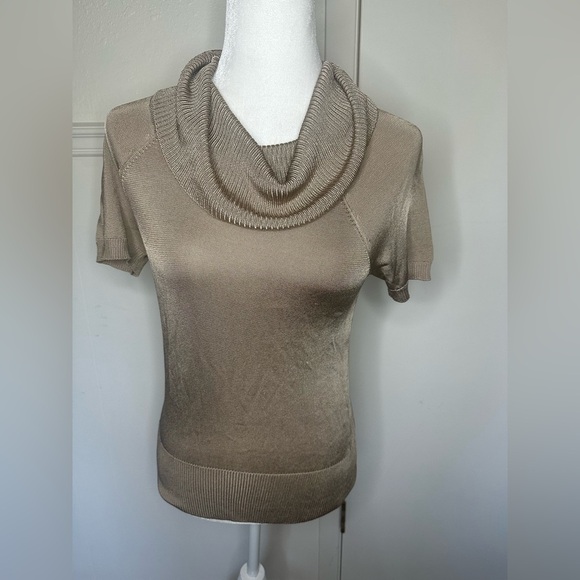 Ann Taylor Sweaters - Ann Taylor Tan Cowl Neck Sweater with Short Sleeves size S petite NWT